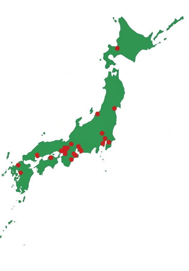 全国14拠点を示した日本地図